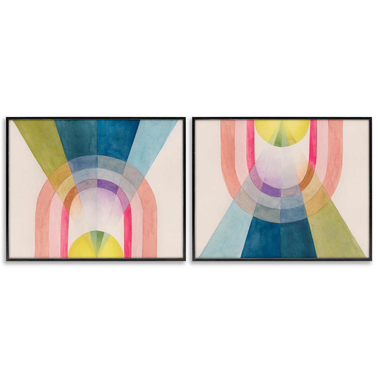 Stupell Industries Retro Pastel Structured Shapes 2pc Framed Giclee Wall Art Set Design by Grace Popp